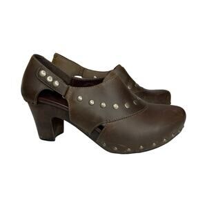 Dansko Becca Brown Leather Studded Heeled Clogs Women’s 40 US 9.5–10 Shoes